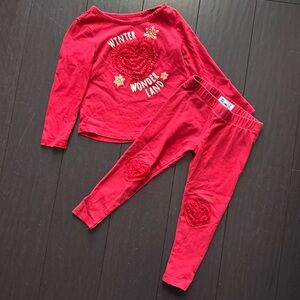 Epic Threads Red & Gold Winter Wonderland long sleeve t-shirt & leggings size 2T